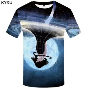 Galaxy Space T shirt Men Moon Tshirt Anime Reflection Tshirts Print Nebula T-shirt 3d Beauty T shirts Funny Mens Clothing