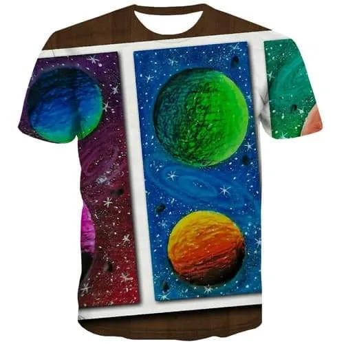 Galaxy Space T shirts Men Cartoon T shirts Funny Psychedelic Tshirts Cool Colorful Tshirt Anime Harajuku Shirt Print