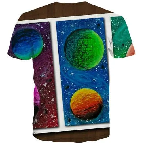 Galaxy Space T shirts Men Cartoon T shirts Funny Psychedelic Tshirts Cool Colorful Tshirt Anime Harajuku Shirt Print