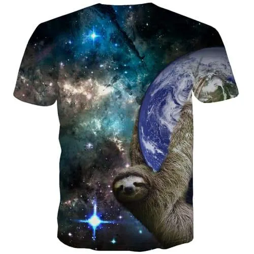 Galaxy T shirts Men Earth Tshirt Anime Space Tshirts Casual Animal Tshirts Novelty Universe Tshirt Printed