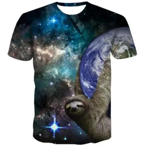 Galaxy T shirts Men Earth Tshirt Anime Space Tshirts Casual Animal Tshirts Novelty Universe Tshirt Printed