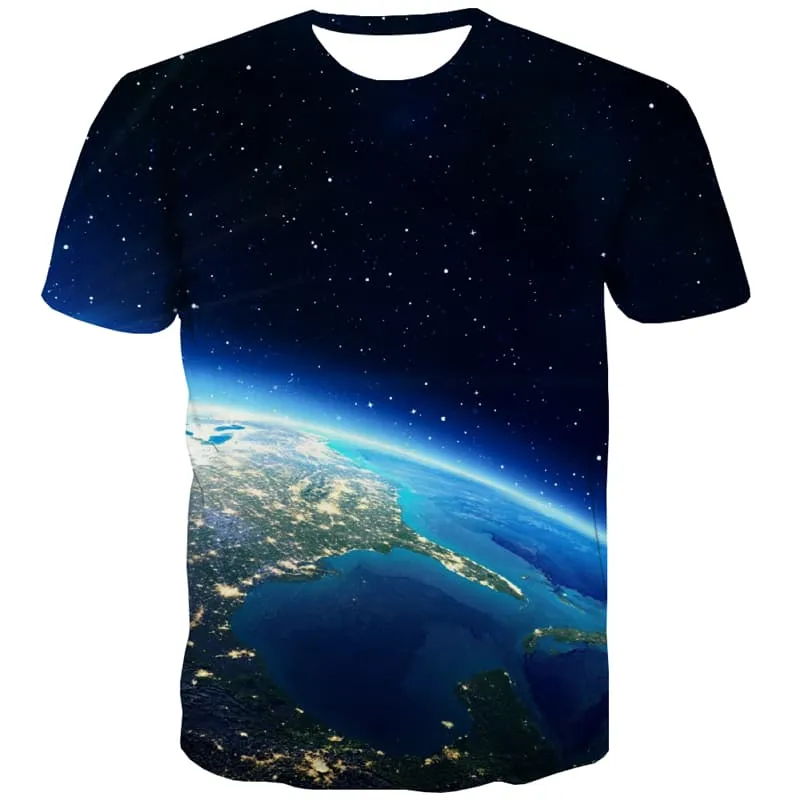 Galaxy T shirts Men Earth Tshirt Printed Space Shirt Print Universe Tshirts Novelty