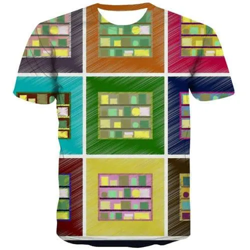 Graffiti T-shirt Men Geometric T-shirts 3d Square T shirts Funny Retro Shirt Print Abstract Tshirts Casual Short Sleeve Fashion