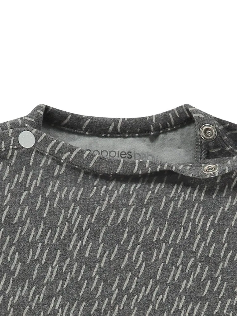 Grey Dash Print Top - Organic Cotton