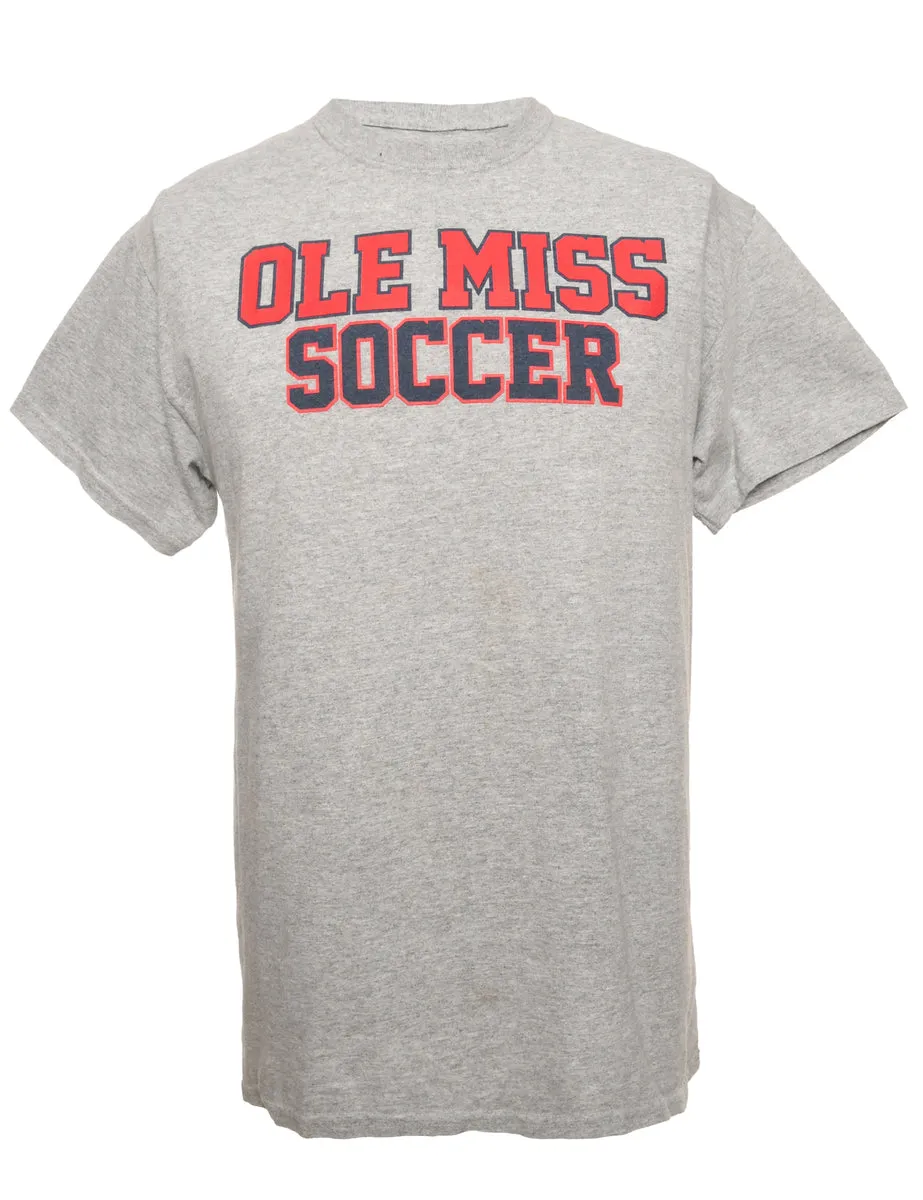 Grey Ole Miss Soccer Printed T-shirt - M