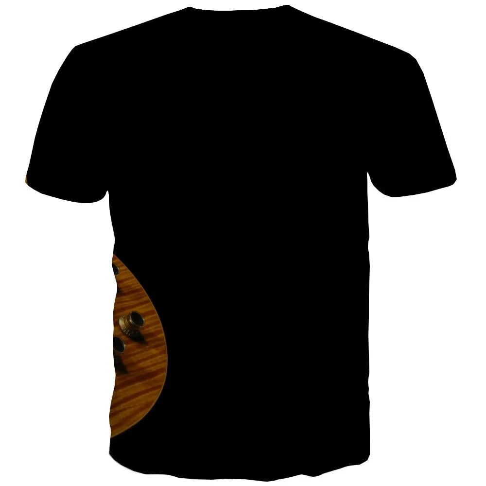 Guitar T shirts Men Music Shirt Print Wooden Tshirt Anime Metal Tshirt Printed