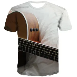 Guitar T shirts Men Music T-shirts 3d Wooden Tshirt Printed Metal Tshirt Anime