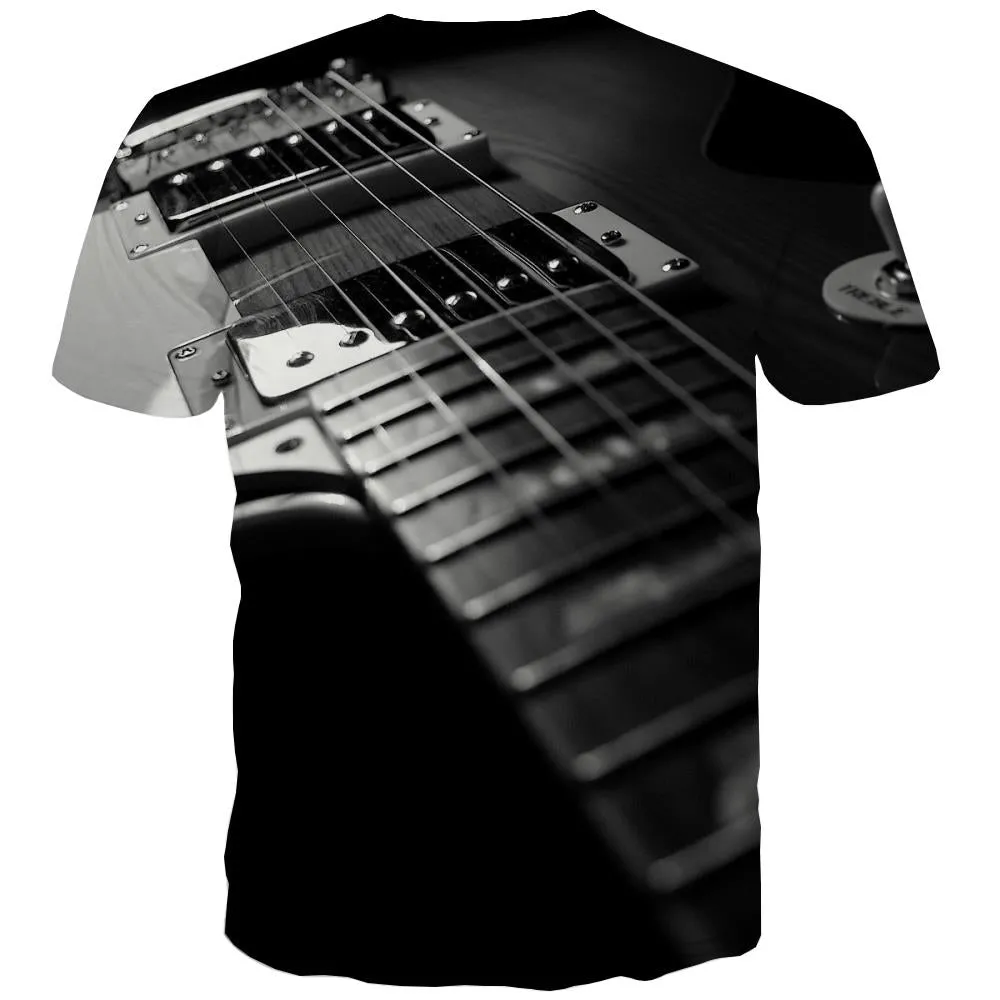 Guitar T shirts Men Music Tshirt Anime Wooden Tshirts Casual Metal T shirts Funny