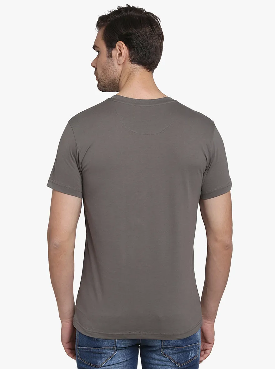 Gun Metal Solid Slim Fit T-Shirt  | JadeBlue