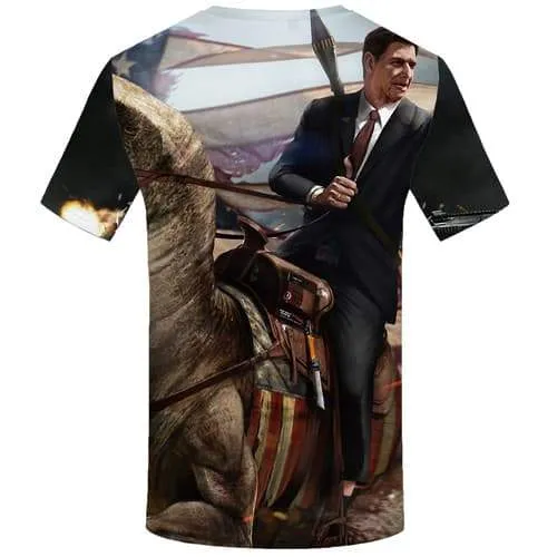 Gun T-shirt Men Dinosaur T shirts Funny War T-shirts Graphic Usa Shirt Print American Flag T-shirts 3d Short Sleeve Hip hop