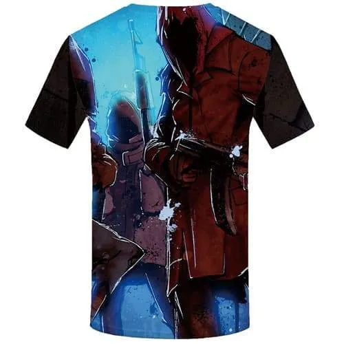 Gun T shirts Men War T shirts Funny Graffiti Tshirt Anime Cosplay Tshirts Casual Cartoon T-shirts 3d Short Sleeve Hip hop Men