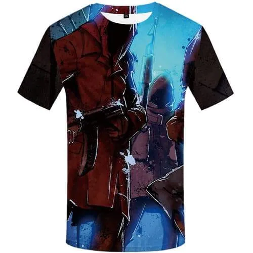 Gun T shirts Men War T shirts Funny Graffiti Tshirt Anime Cosplay Tshirts Casual Cartoon T-shirts 3d Short Sleeve Hip hop Men