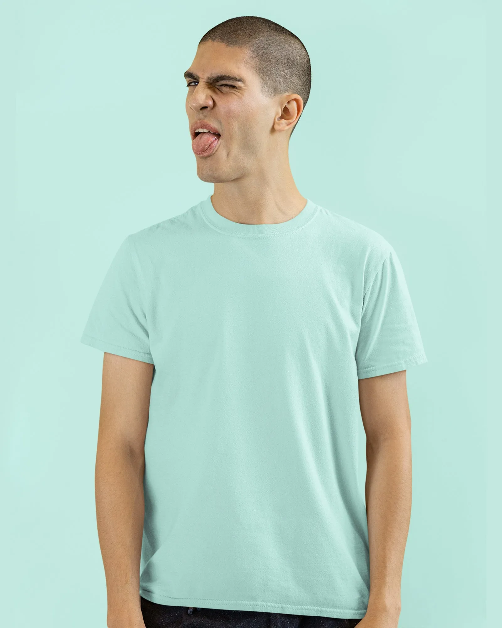 Half Sleeves Crew Neck: Pistachio