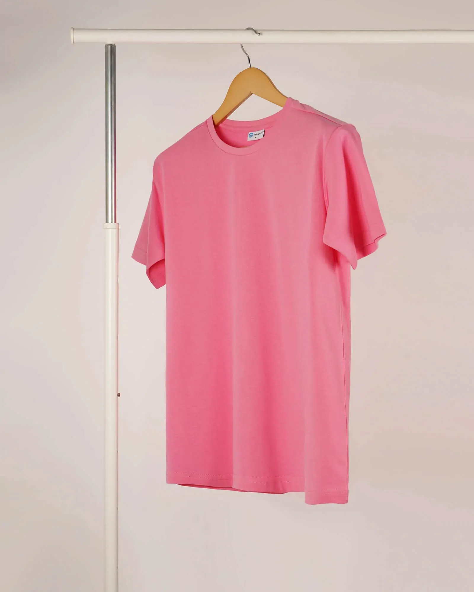 Half Sleeves Crew Neck: Salmon Pink