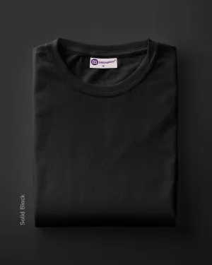 Half Sleeves Crew Neck: Solid Black