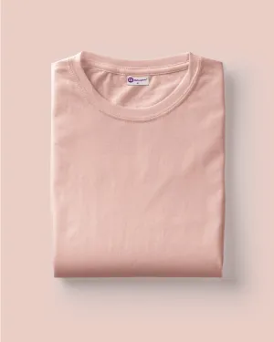 Half Sleeves Crew Neck: Solid Peach