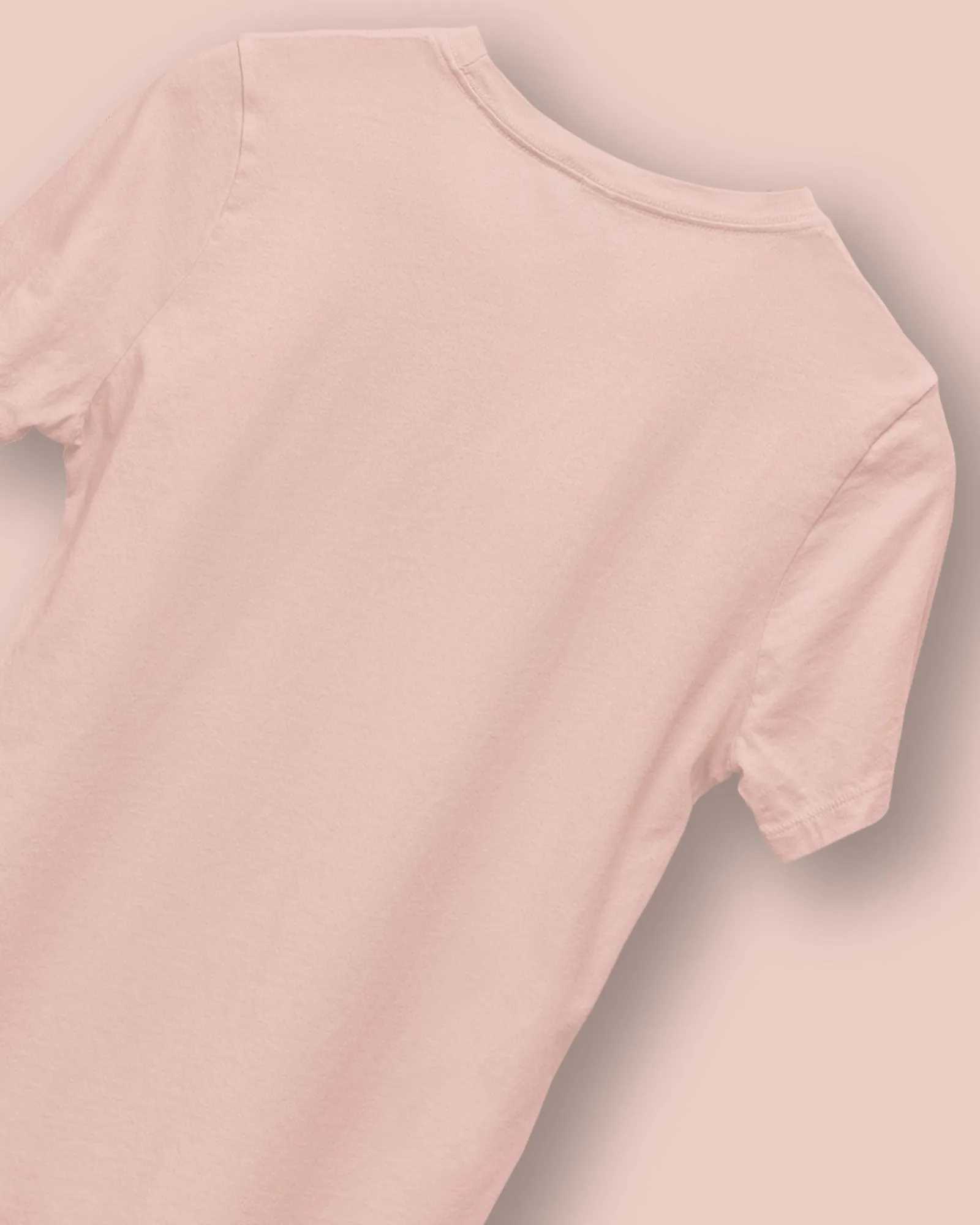 Half Sleeves Crew Neck: Solid Peach