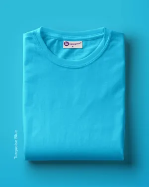 Half Sleeves Crew Neck: Turquoise Blue