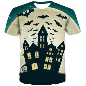 Halloween T-shirt Men Bat Shirt Print Moon Tshirt Printed Terror T-shirts 3d City T-shirts Graphic Short Sleeve Fashion Men New