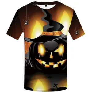 Halloween T-shirt Men Pumpkin Tshirts Casual Lantern Tshirt Printed Party T shirts Funny Harajuku Shirt Print Short Sleeve