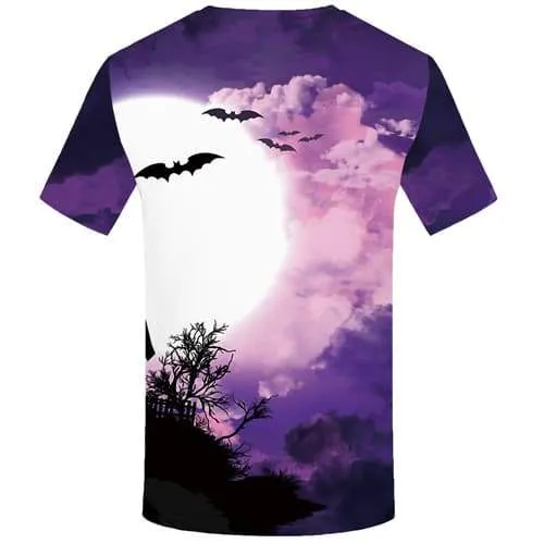 Halloween T shirts Men Moon Tshirts Casual Cloud T-shirts Graphic Bat T-shirts 3d Funny Tshirt Printed Short Sleeve T shirts