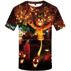 Halloween T shirts Men Pumpkin Shirt Print Lantern T shirts Funny Tree Tshirts Cool Harajuku T-shirts Graphic Short Sleeve