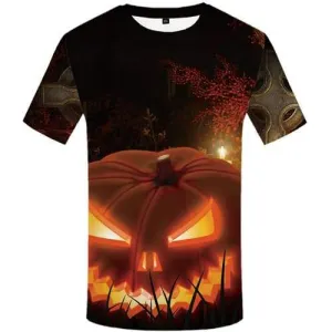 Halloween T shirts Men Pumpkin Tshirts Novelty Lantern Tshirt Printed Cemetery T-shirts 3d Party T-shirts Graphic Short Sleeve