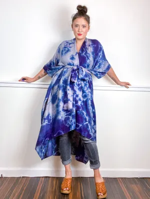 Hand-Dyed High Low Kimono Bamboo Blueberry