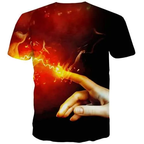 Hand T-shirt Men Flame Tshirts Novelty Lightning Shirt Print Harajuku T-shirts Graphic Gothic Tshirt Printed Short Sleeve