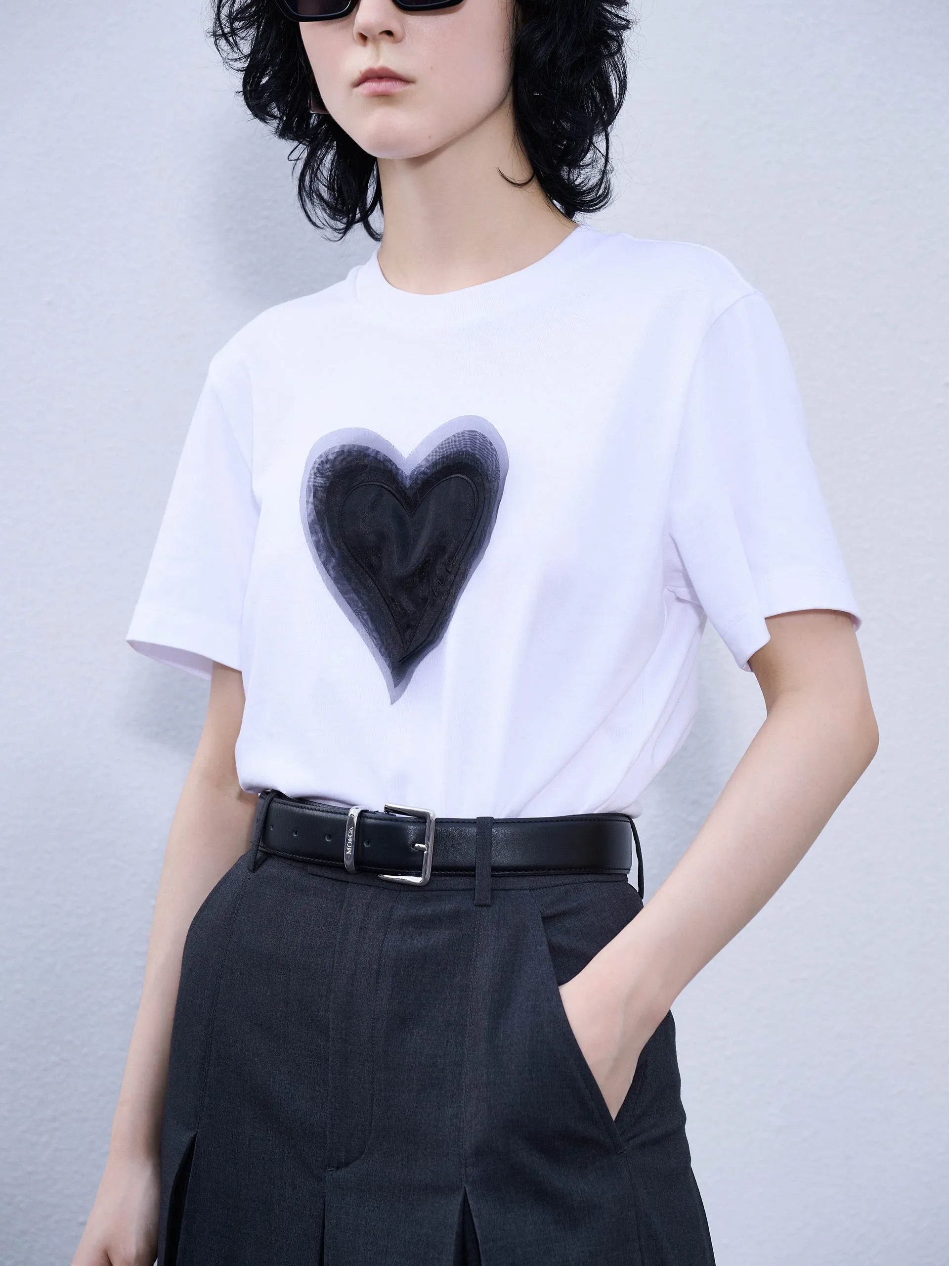 Heart Pattern Cotton T-shirt