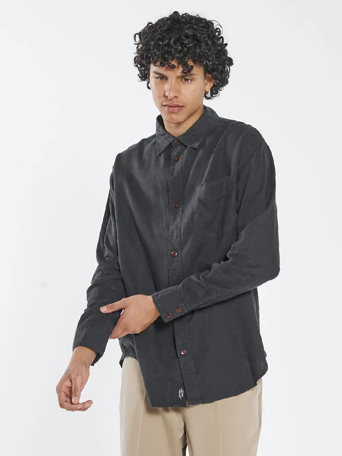 Hemp Minimal Thrills Oversized Long Sleeve Shirt - Black