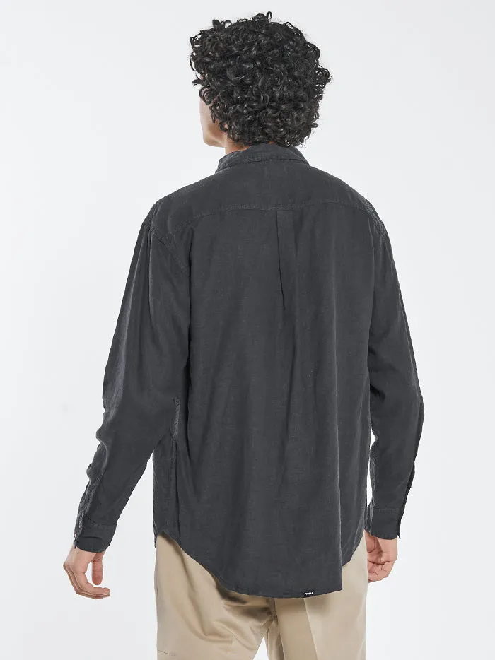 Hemp Minimal Thrills Oversized Long Sleeve Shirt - Black