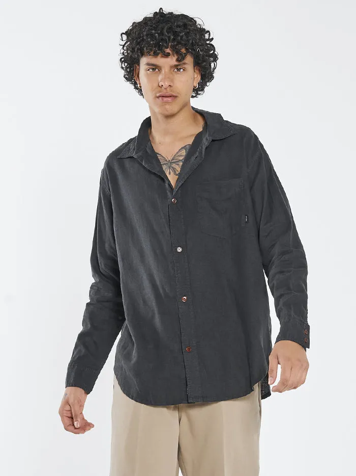 Hemp Minimal Thrills Oversized Long Sleeve Shirt - Black