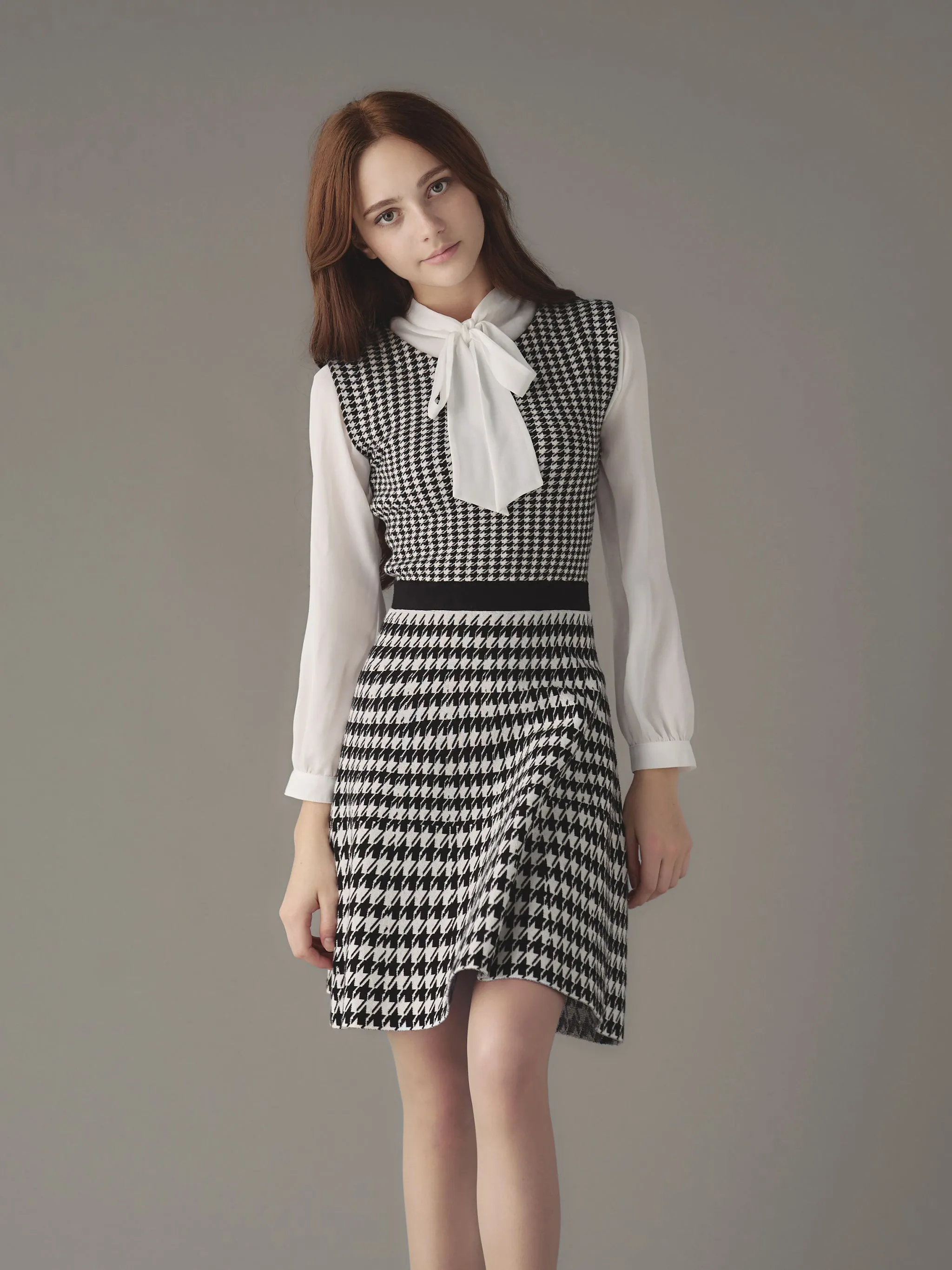 Houndstooth Knit Dress