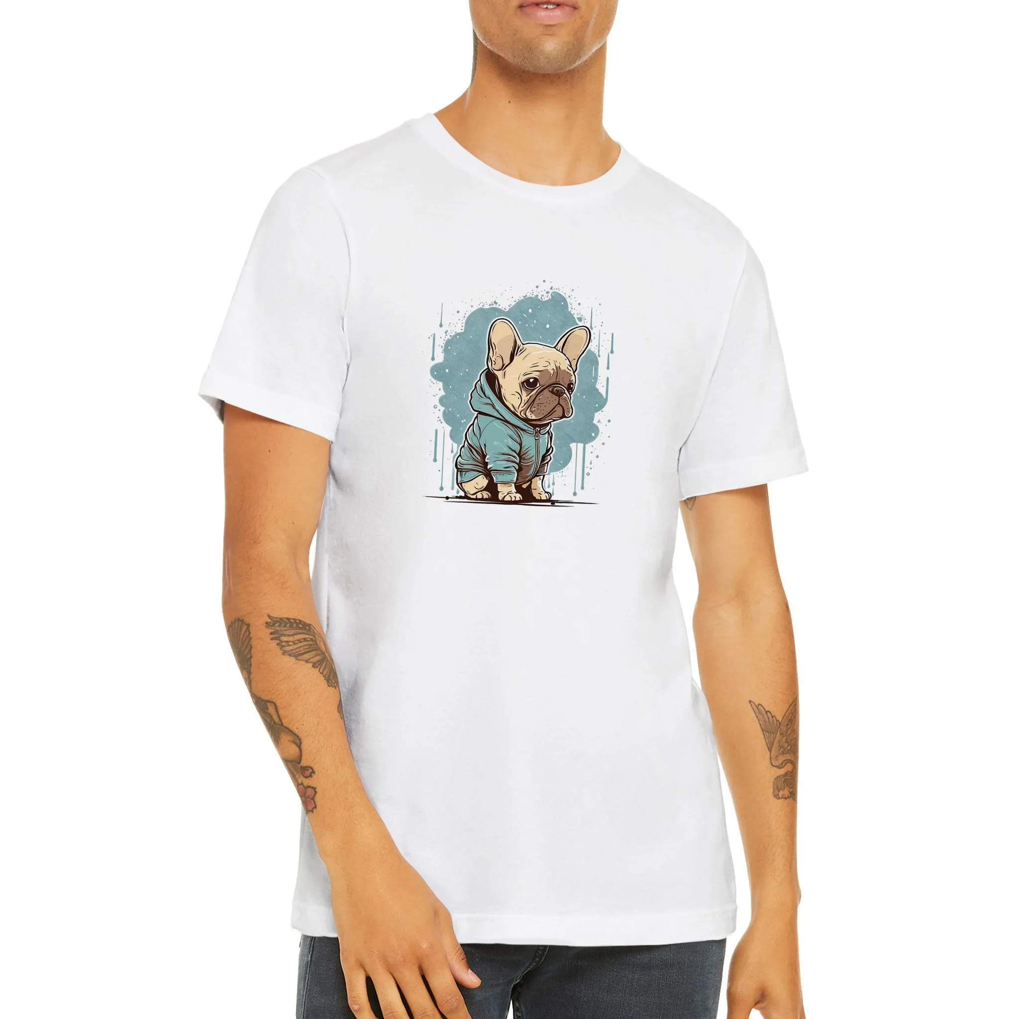 Hunde T-shirt - Lys Fransk Bulldog Light T-shirt Artwork - Premium Unisex T-shirt