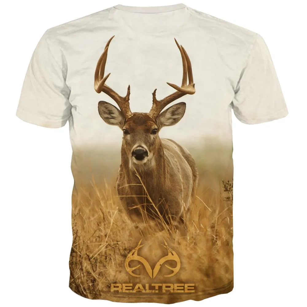 Hunting T-shirt Men Jungle T-shirts Graphic Deer Tshirts Cool Shooter Tshirts Novelty Camouflage Shirt Print