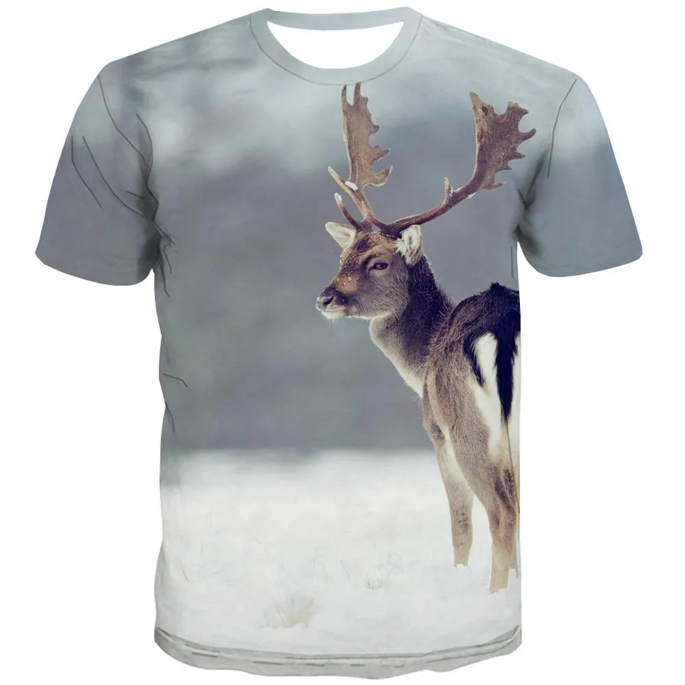 Hunting T-shirt Men Jungle Tshirt Printed Deer Tshirt Anime Shooter T shirts Funny Camouflage Tshirts Novelty