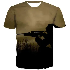 Hunting T-shirt Men Jungle Tshirts Novelty Deer Shirt Print Shooter Tshirt Printed Camouflage Tshirts Cool