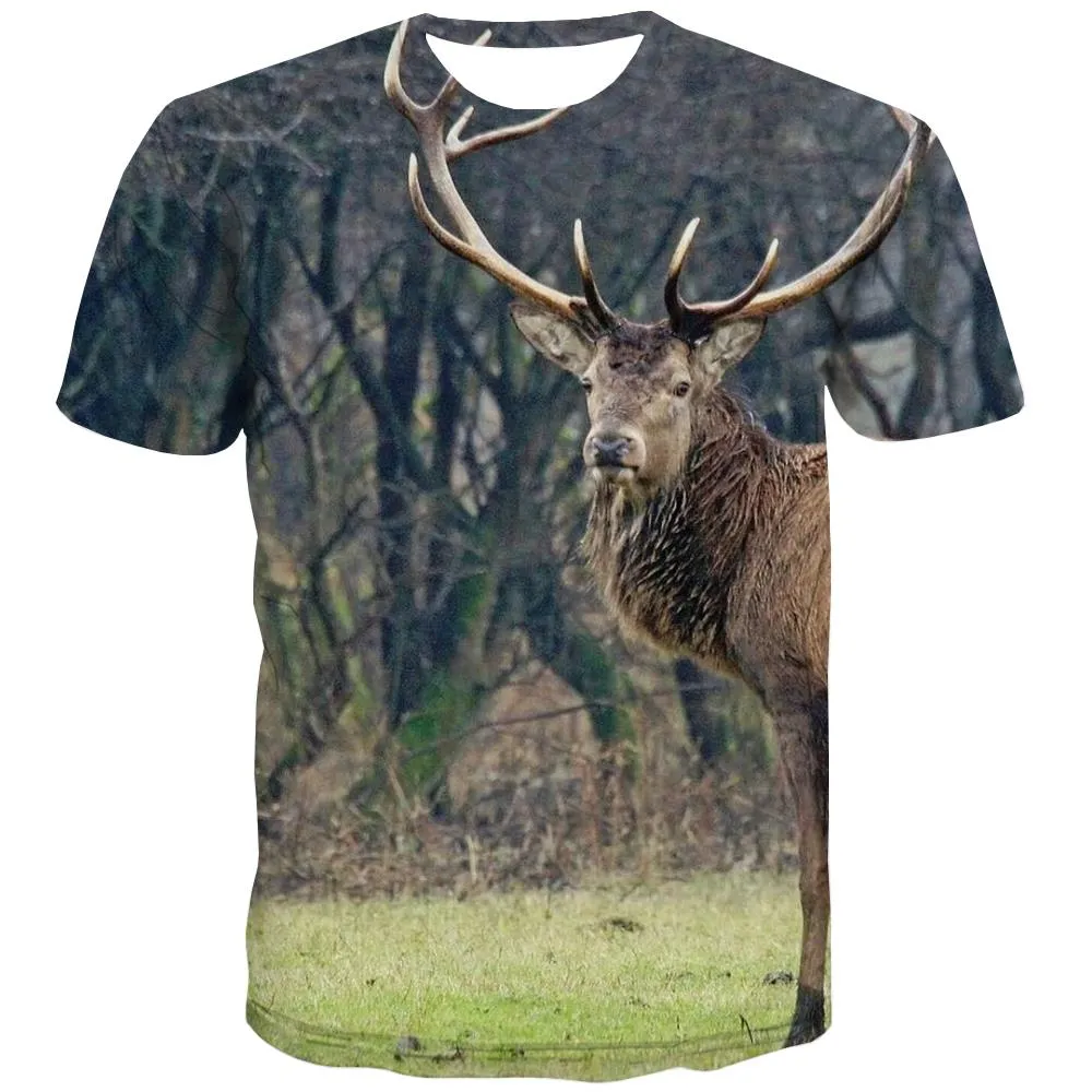 Hunting T shirts Men Jungle T-shirts Graphic Deer Shirt Print Shooter Tshirt Printed Camouflage T shirts Funny