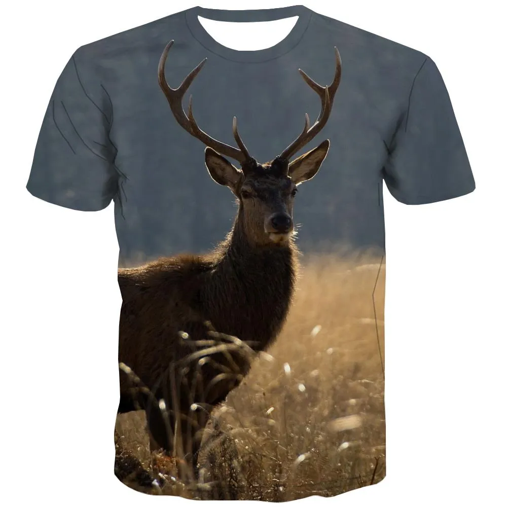 Hunting T shirts Men Jungle Tshirts Novelty Deer Tshirts Cool Shooter T shirts Funny Camouflage Tshirts Casual