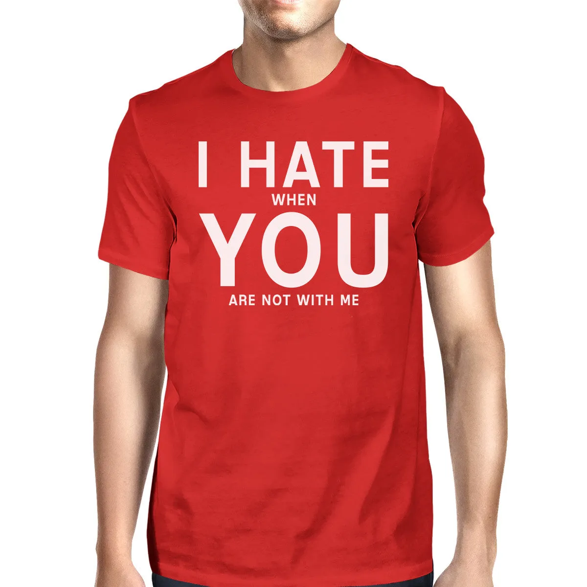 I Hate You Mens Red T-shirt Humorous Graphic Round Neck Tee For Men