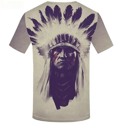 Indians T shirts Men Feather Tshirt Anime White T-shirts Graphic Character Shirt Print King Tshirts Casual Short Sleeve Fashion