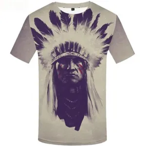 Indians T shirts Men Feather Tshirt Anime White T-shirts Graphic Character Shirt Print King Tshirts Casual Short Sleeve Fashion