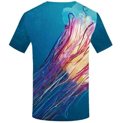 Jellyfish T shirts Men Colorful Tshirts Cool Ocean Shirt Print Harajuku Tshirt Printed Blue Tshirts Novelty Short Sleeve Fashion