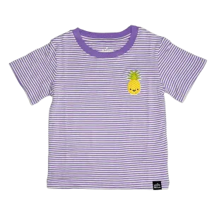 Kawaii Pineapple Striped T-Shirt - Purple