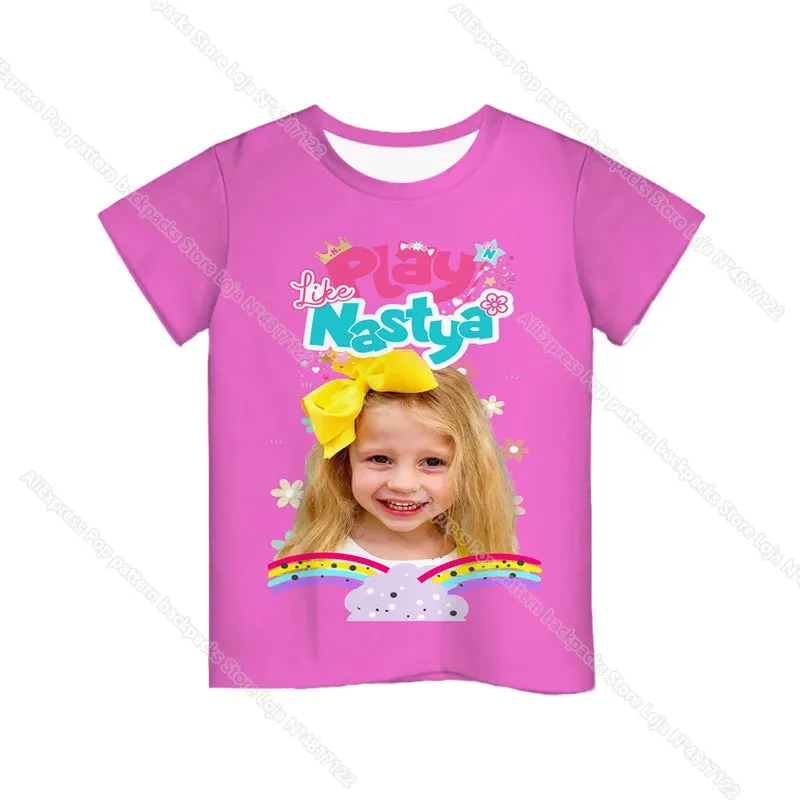 KC - Like Nastya T-Shirt: 3D cartoon design, Harajuku-style for kids, perfect for summer