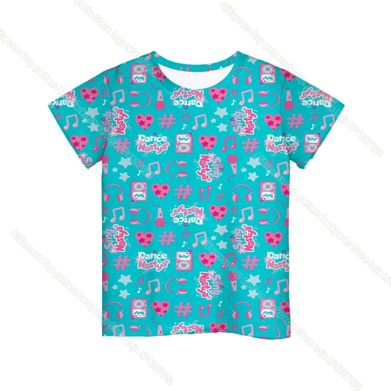 KC - Like Nastya T-Shirt: 3D cartoon design, Harajuku-style for kids, perfect for summer