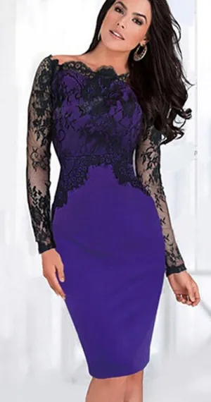 Ketty More Women's Lace Design Neck Full Sleeves Dress-KMWD072