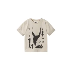 Kids Boxy T-Shirt Yee Haw Print - Sand