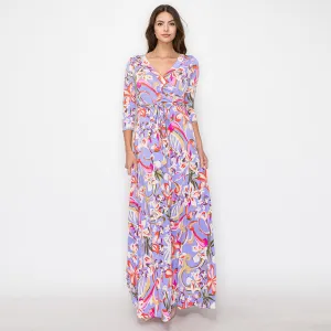 Lavender Hibiscus Bloom Venechia Maxi Wrap Dress